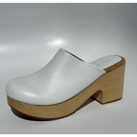 Rachel Comey Blaring Clog Nappa Leather White Natural Wood Size 8 NIB Clogs - Picture 2 of 16